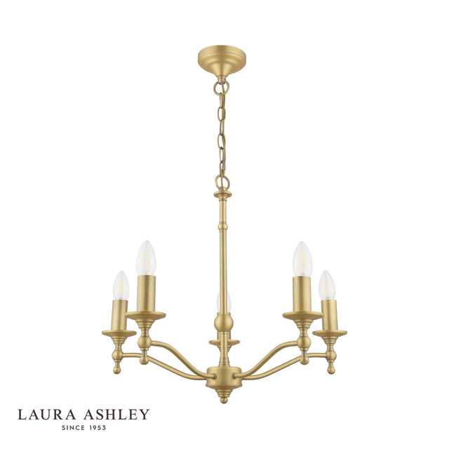 Laura Ashley Ludchurch 5 Light Armed Pendant Matt Antique Brass Fitting Only