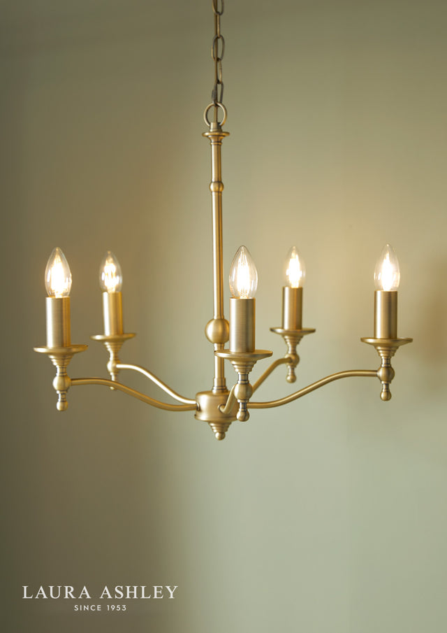 Laura Ashley Ludchurch 5 Light Armed Pendant Matt Antique Brass Fitting Only