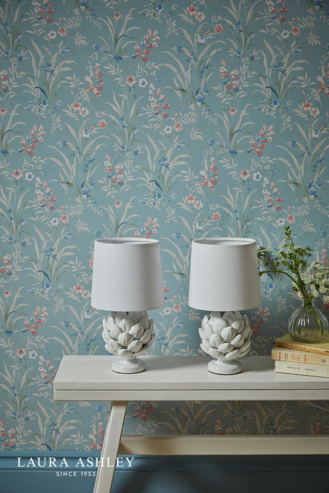 Laura Ashley Artichoke Twin Pack Table Lamp White With Shade