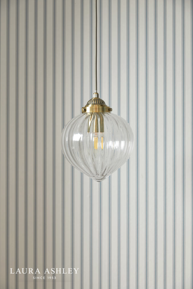 Laura Ashley Whitham Pendant Antique Brass and Glass