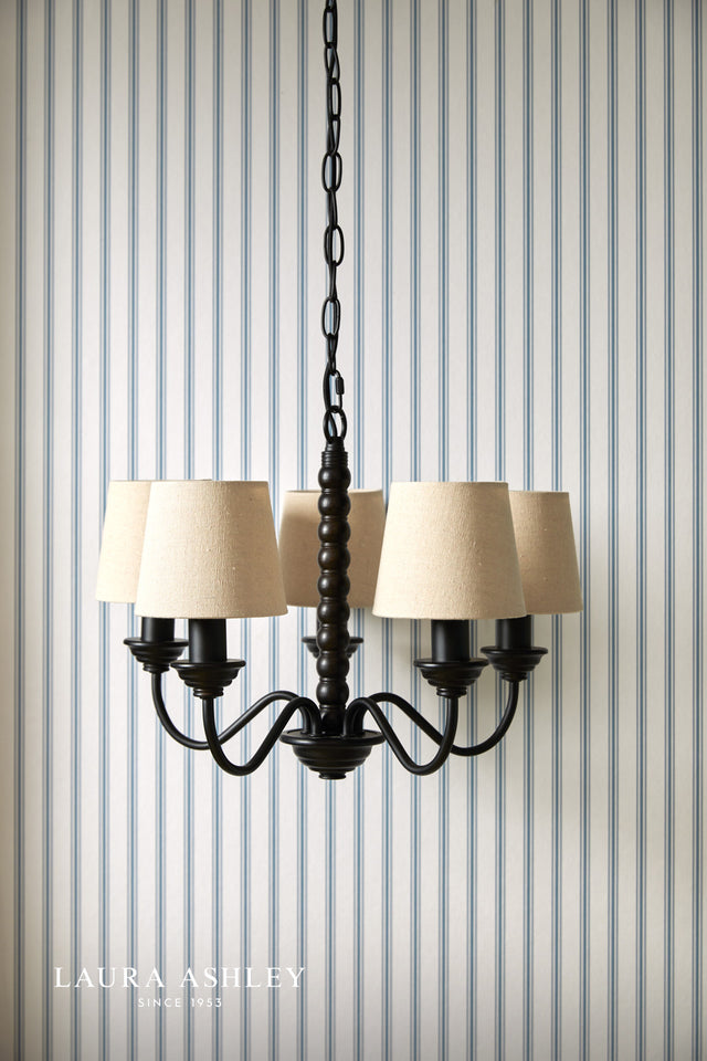 Laura Ashley Norbury 5 Light Armed Pendant Matt Black With Shade