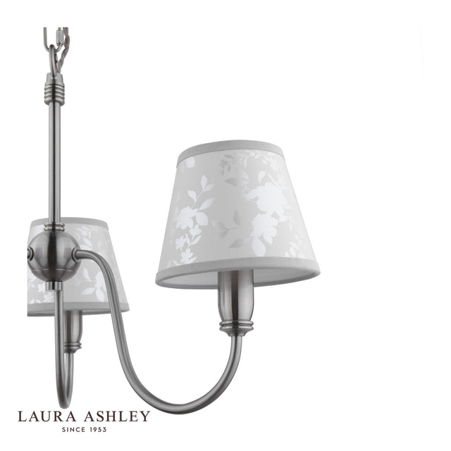 Laura Ashley Westbourne 3 Light Armed Pendant Polished Pewter With Shade