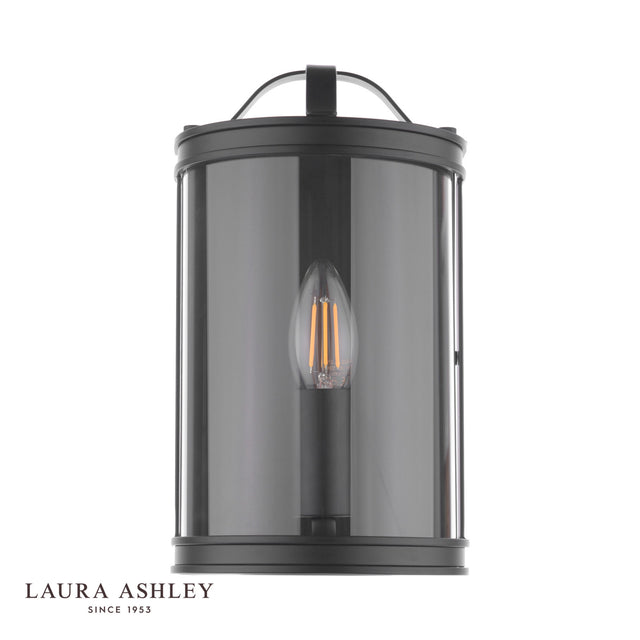 Laura Ashley Harrington Wall Light Matt Black and Glass