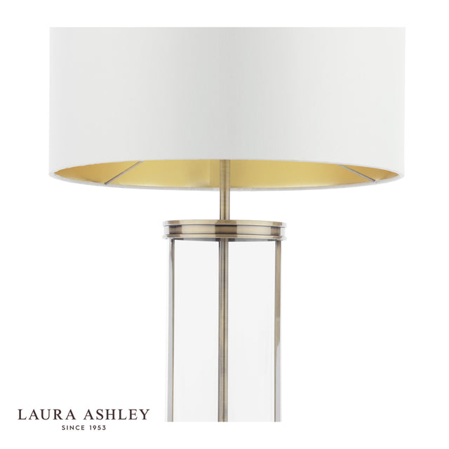 Laura Ashley Harrington Large Table Lamp Antique Brass and Glass With Shade