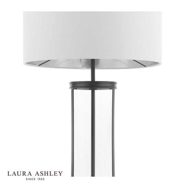 Laura Ashley Harrington Large Table Lamp Matt Black and Glass With Shade