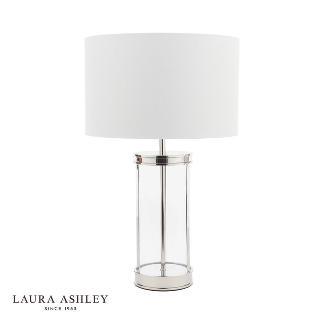 Laura Ashley Harrington Small Table Lamp Polished Nickel and Glass With Shade