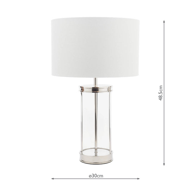 Laura Ashley Harrington Small Table Lamp Polished Nickel and Glass With Shade