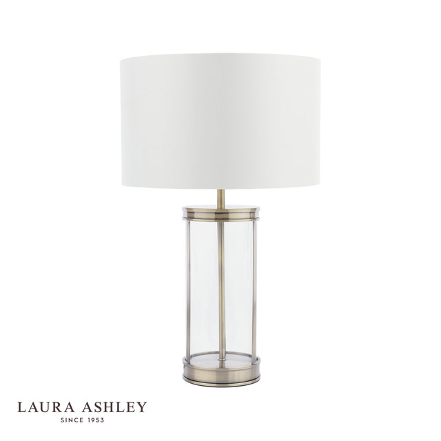 Laura Ashley Harrington Small Table Lamp Antique Brass and Glass With Shade