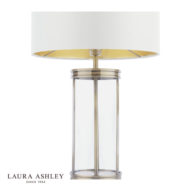 Laura Ashley Harrington Small Table Lamp Antique Brass and Glass With Shade
