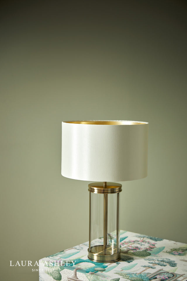 Laura Ashley Harrington Small Table Lamp Antique Brass and Glass With Shade