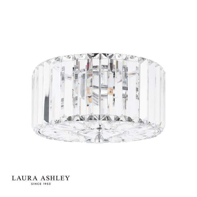 Laura Ashley Fernhurst 3 Light Flush Crystal and Polished Chrome
