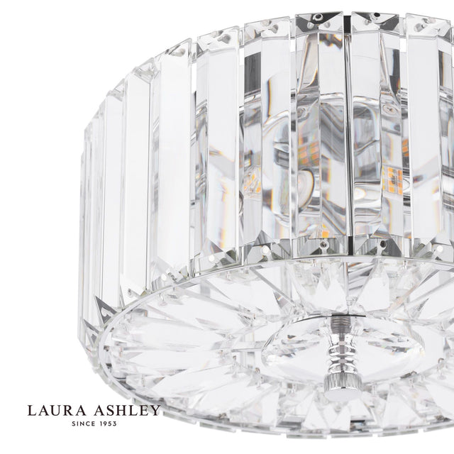 Laura Ashley Fernhurst 3 Light Flush Crystal and Polished Chrome