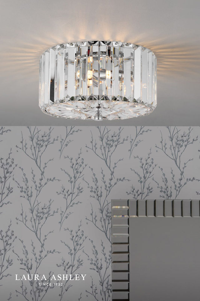 Laura Ashley Fernhurst 3 Light Flush Crystal and Polished Chrome