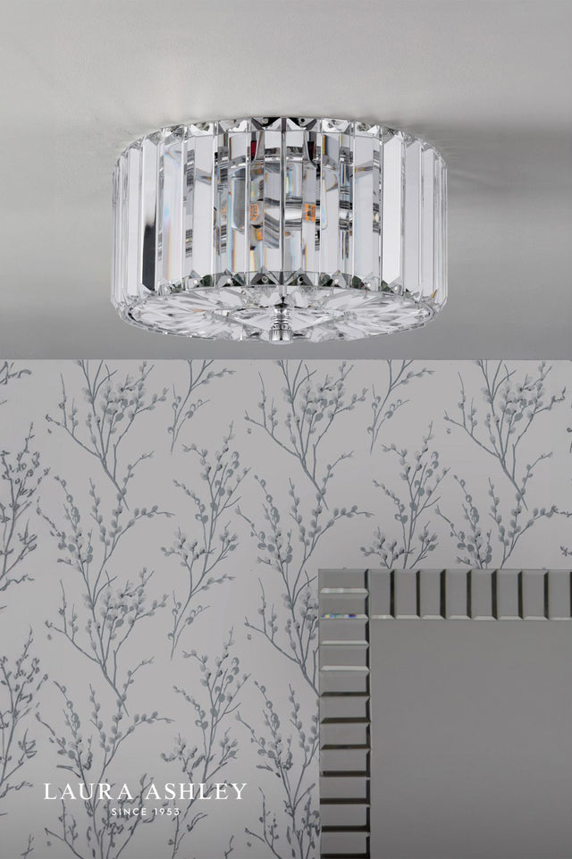 Laura Ashley Fernhurst 3 Light Flush Crystal and Polished Chrome
