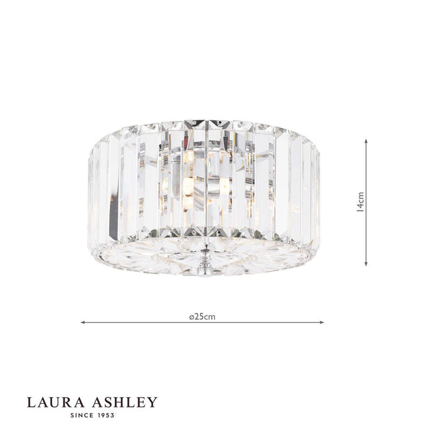 Laura Ashley Fernhurst 3 Light Flush Crystal and Polished Chrome