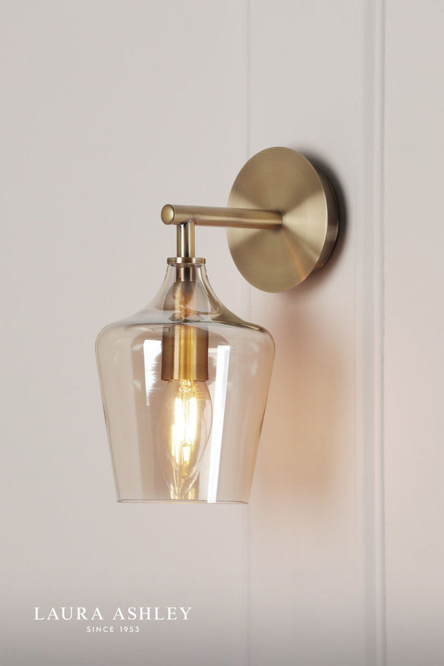 Laura Ashley Ockley Wall Light Antique Brass and Champagne Glass