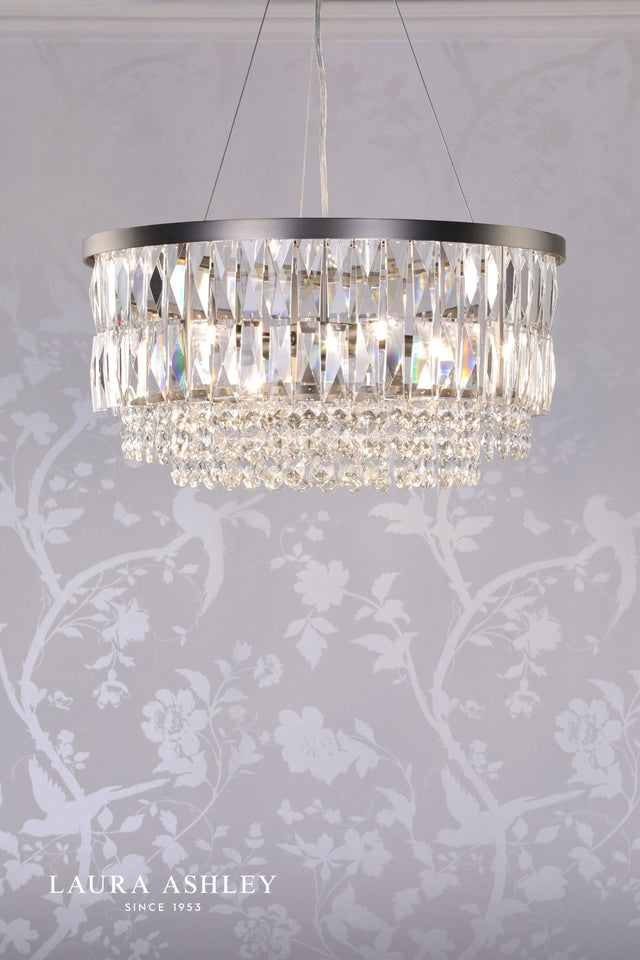 Laura Ashley Rhosill 4 Light Pendant Crystal and Aged Pewter