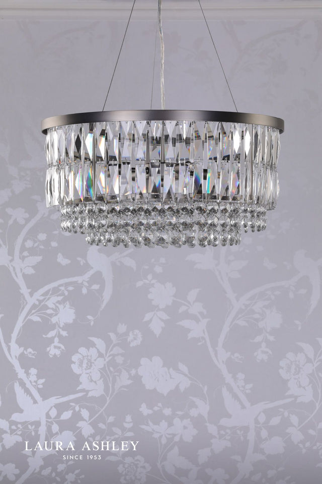 Laura Ashley Rhosill 4 Light Pendant Crystal and Aged Pewter