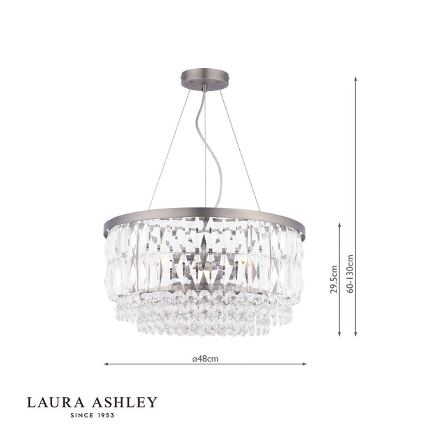 Laura Ashley Rhosill 4 Light Pendant Crystal and Aged Pewter