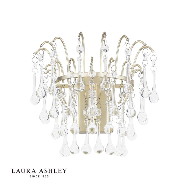 Laura Ashley Willow Wall Light Satin Champagne and Crystal