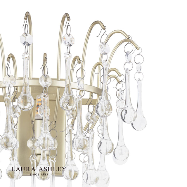 Laura Ashley Willow Wall Light Satin Champagne and Crystal