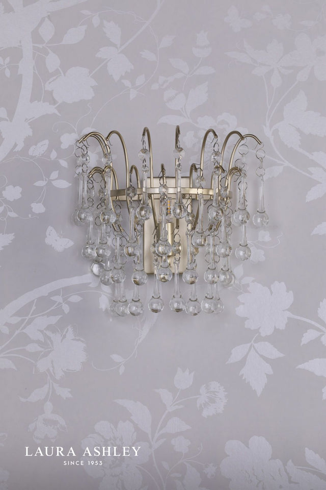 Laura Ashley Willow Wall Light Satin Champagne and Crystal