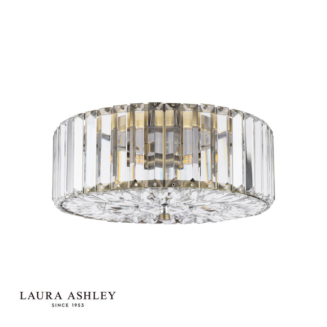 Laura Ashley Fernhurst 3 Light Flush Crystal and Antique Brass