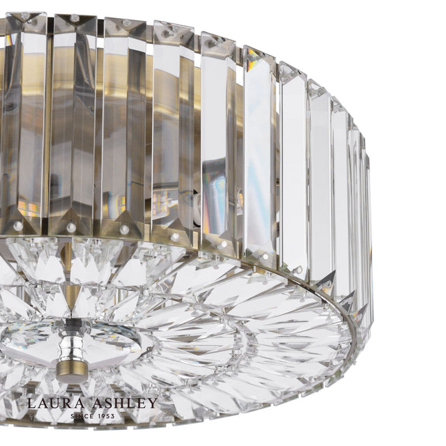 Laura Ashley Fernhurst 3 Light Flush Crystal and Antique Brass