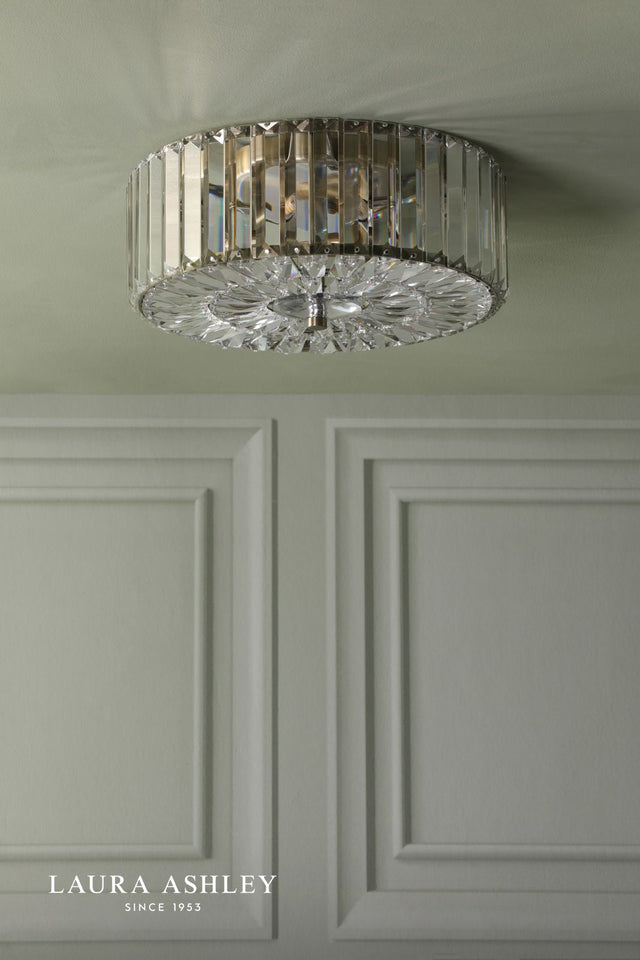 Laura Ashley Fernhurst 3 Light Flush Crystal and Antique Brass
