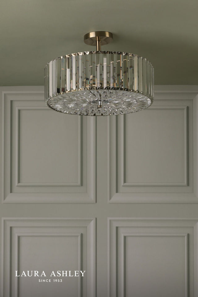 Laura Ashley Fernhurst 4 Light Semi-Flush Crystal and Antique Brass