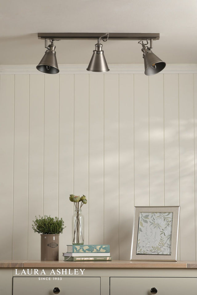 Laura Ashley Rufus 3 Light Bar Spotlight Industrial Nickel