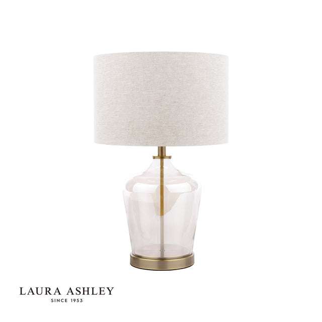 Laura Ashley Ockley Table Lamp Antique Brass and Champagne Glass With Shade
