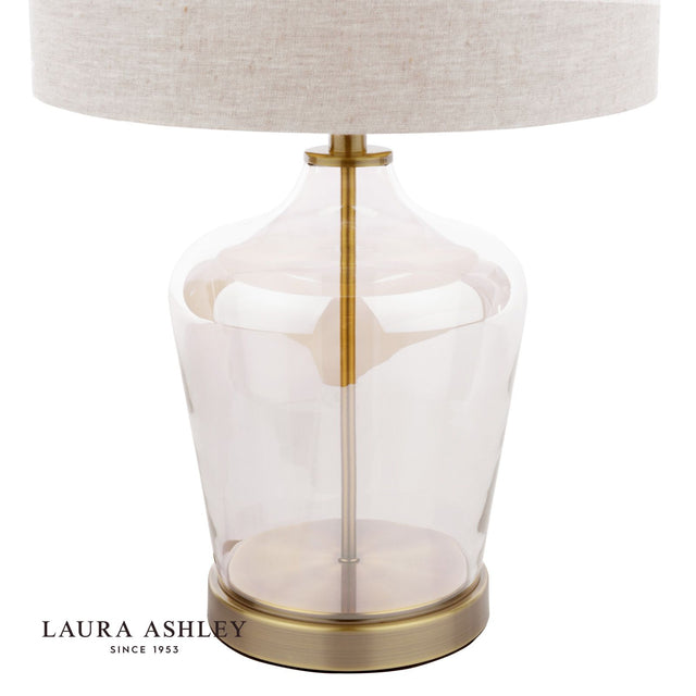Laura Ashley Ockley Table Lamp Antique Brass and Champagne Glass With Shade