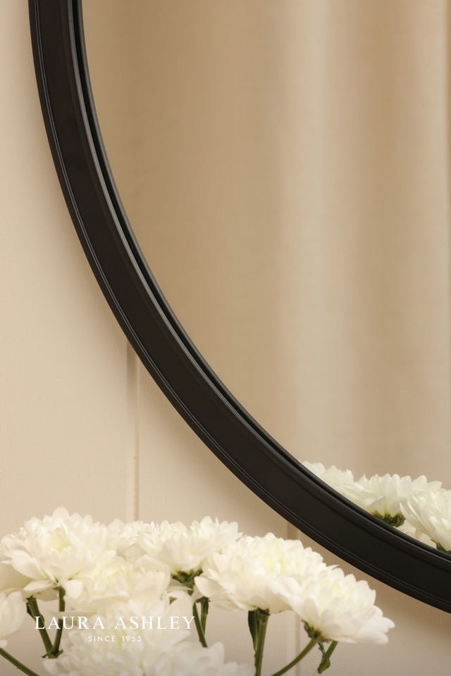 Laura Ashley Harrington Mirror Matt Black and Mirror 60cm