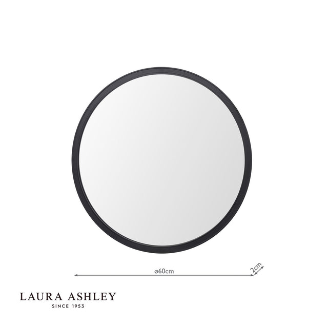Laura Ashley Harrington Mirror Matt Black and Mirror 60cm