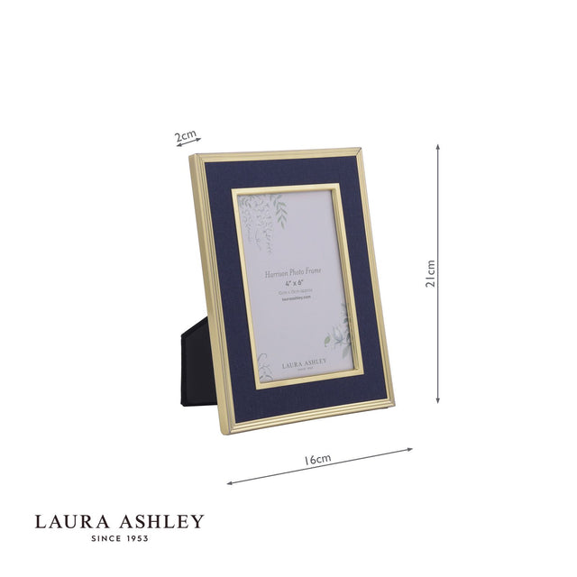 Laura Ashley Harrison Photo Frame Brushed Brass and Blue