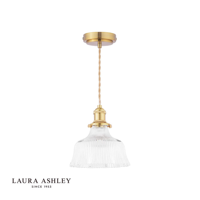 Laura Ashley Theodore Pendant Antique Brass and Ribbed Glass