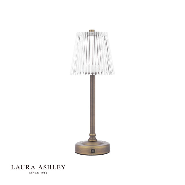 Laura Ashley Callaghan Table Lamp Matt Antique Brass and Ribbed Glass LED