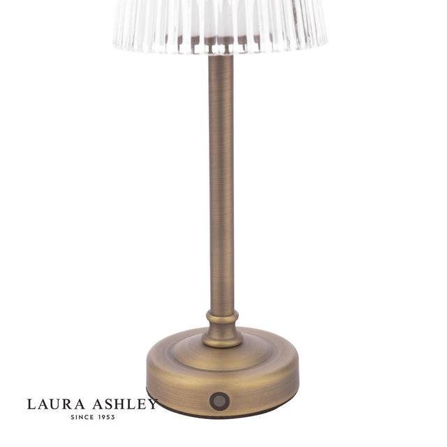 Laura Ashley Callaghan Table Lamp Matt Antique Brass and Ribbed Glass LED