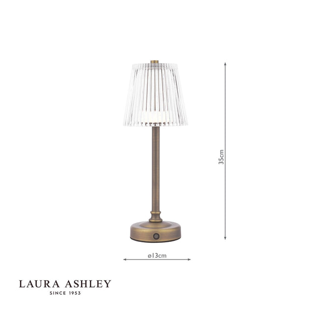 Laura Ashley Callaghan Table Lamp Matt Antique Brass and Ribbed Glass LED