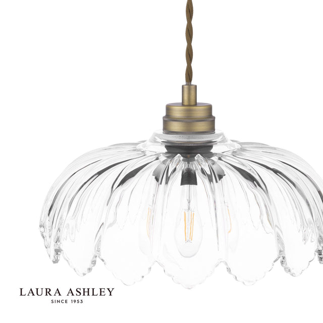 Laura Ashley Bexwell Pendant Matt Antique Brass and Glass