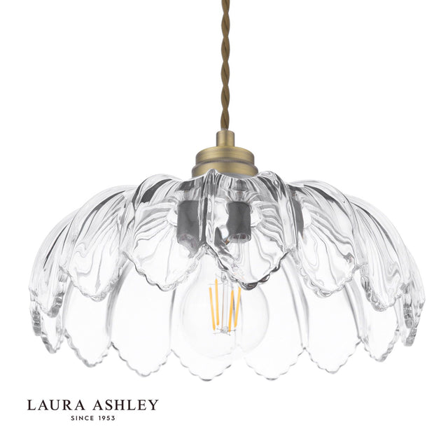 Laura Ashley Bexwell Pendant Matt Antique Brass and Glass