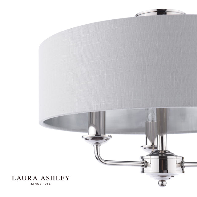 Laura Ashley Sorrento 3 Light Semi-Flush Polished Nickel With Silver Shade