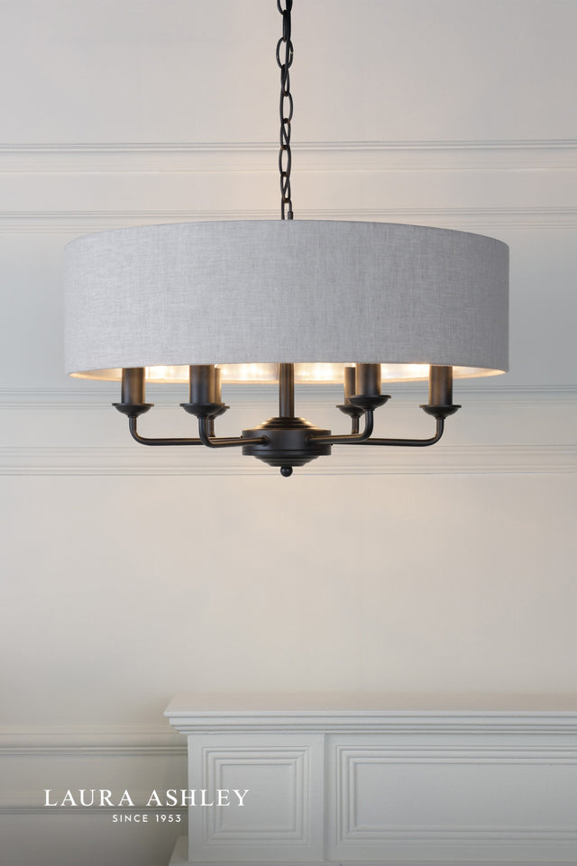 Laura Ashley Sorrento 6 Light Shadelier Matt Black With Natural Shade