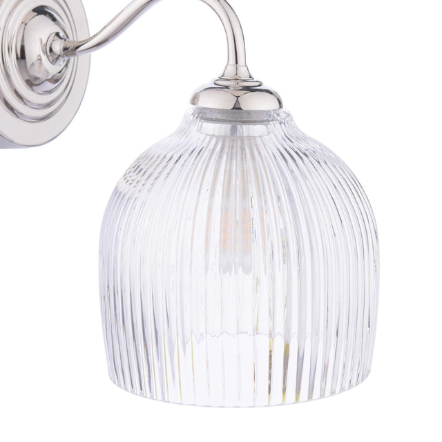 Laura Ashley Charissa Bathroom Wall Light Polished Chrome and Ribbed Glass IP44