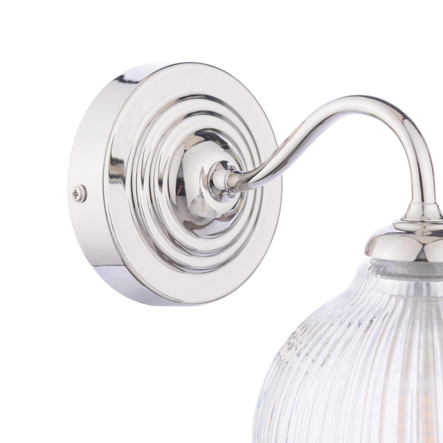 Laura Ashley Charissa Bathroom Wall Light Polished Chrome and Ribbed Glass IP44