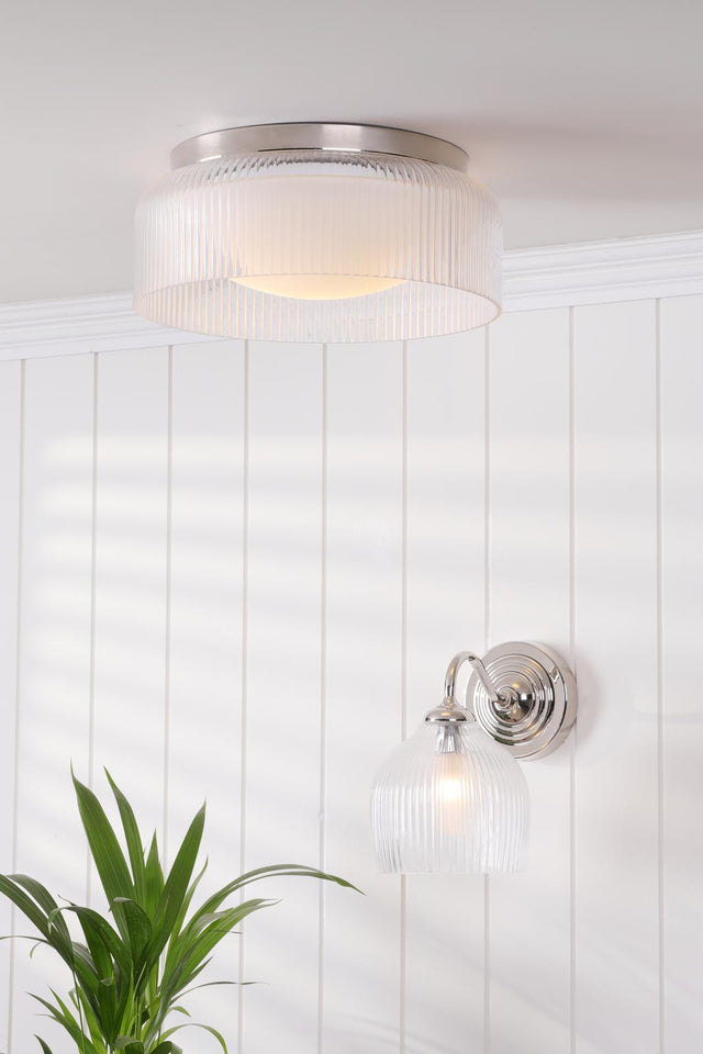 Laura Ashley Charissa Bathroom Wall Light Polished Chrome and Ribbed Glass IP44