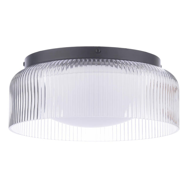 Laura Ashley Charissa Bathroom Ceiling Light Matt Black and Ribbed Glass IP44
