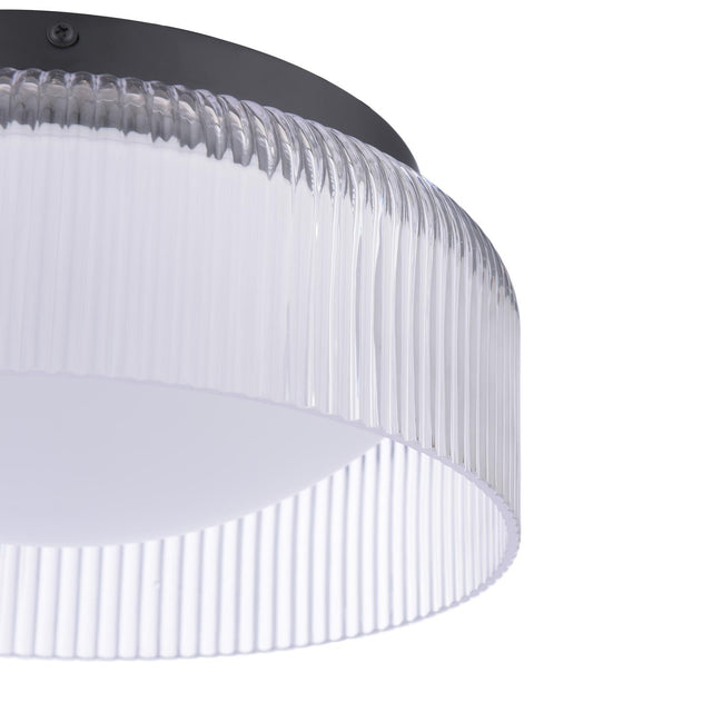 Laura Ashley Charissa Bathroom Ceiling Light Matt Black and Ribbed Glass IP44