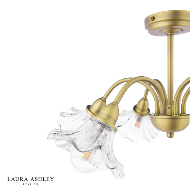 Laura Ashley Kerswell 6 Light Semi-Flush Matt Antique Brass and Glass